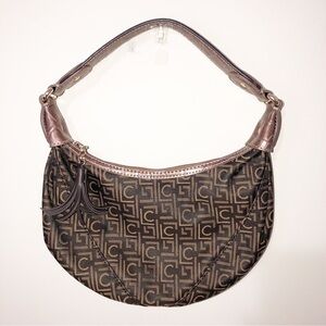 Small Mini Y2K Bag Brown Logo Fabric Crocodile Embossed Faux leather Zip Top